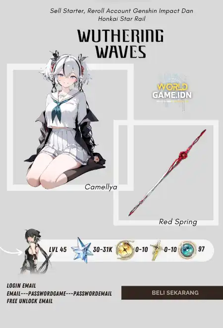 [Sea Server] Limited Reroll Camellya + Weapon Red Spring 30K Asterite Union Level 44